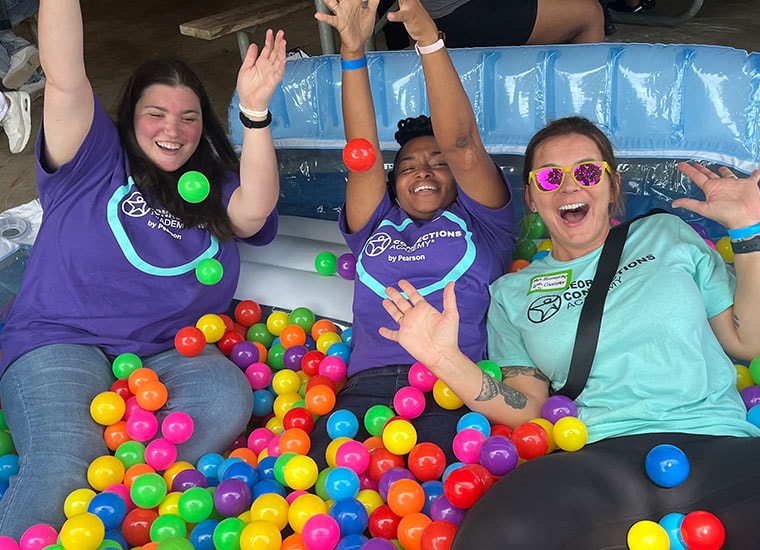 Georgia Connections Academy  staff and students having fun in a ball pit